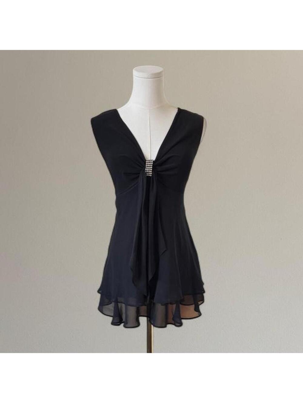 90s black babydoll top from R&M Richards Sz. 12